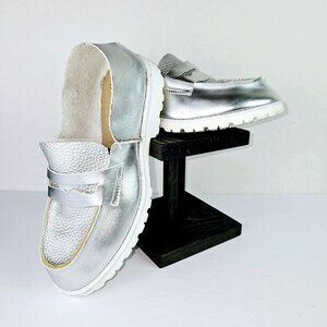 U-Dot No. 5 Takumi Inomata Silver Metallic ALL Loafter Shoes, MSRP $310, Sz *11